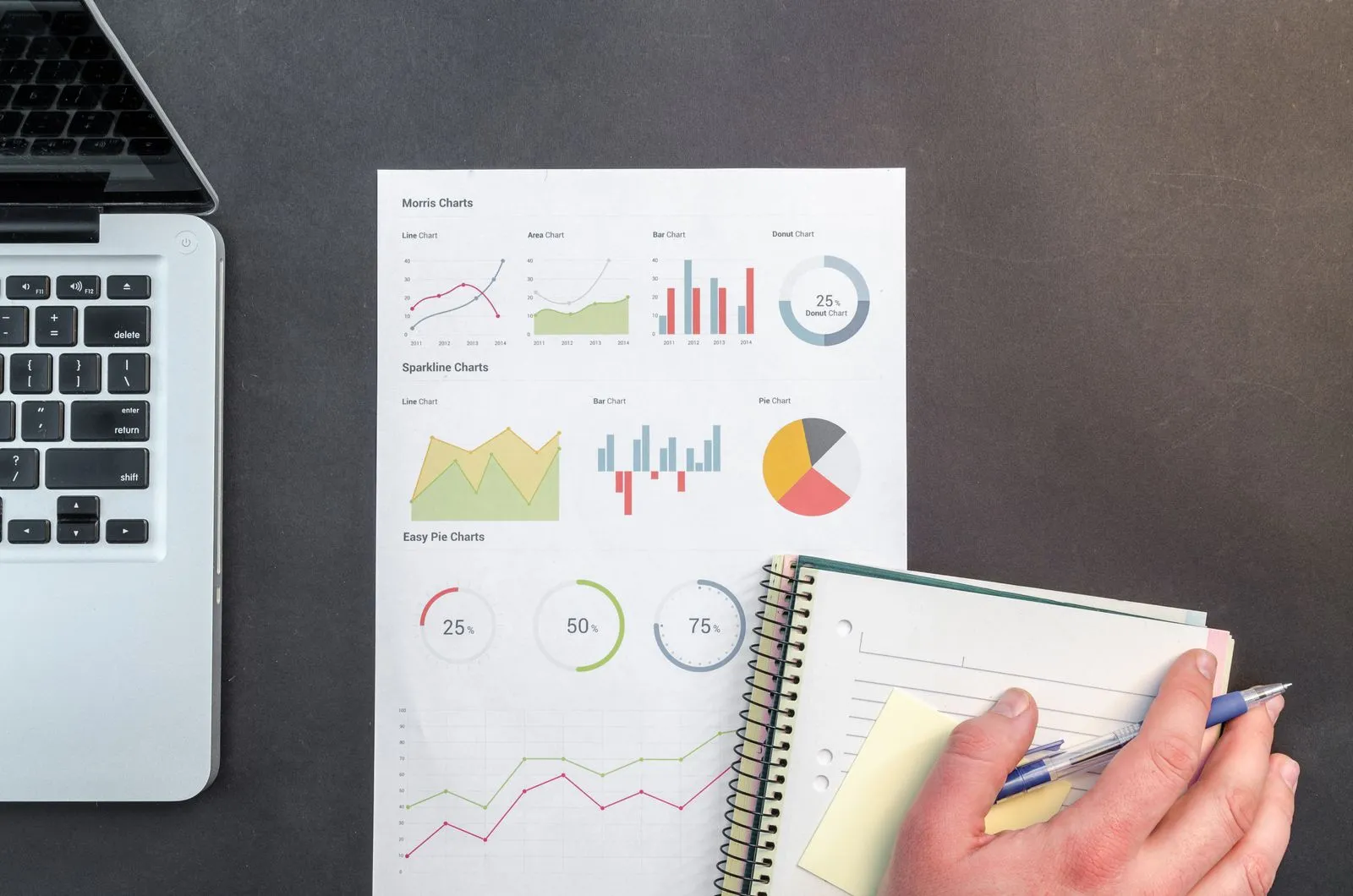 Printed charts and notebook for planning a cleaning schedule