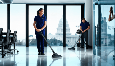Commercial Cleaning Services Washington DC - TotalMGT professional cleaning team in Washington DC office building